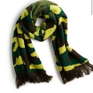 Yummy Sweater Co. green brown lime camouflage huge knit scarf with fringe Kohl’s